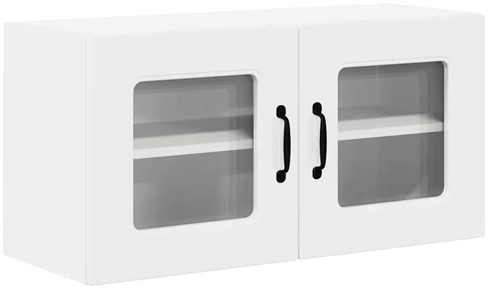 vidaXL Κρεμαστό ντουλάπι κουζίνας με ράφι Υψηλής γυαλάδας λευκό