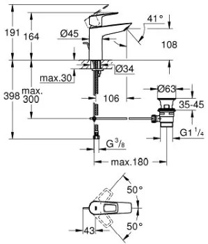 Μπαταρία νιπτήρα Medium Grohe BauLoop