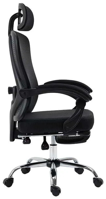 Καρέκλα γραφείου διευθυντή με υποπόδιο Titan pakoworld Premium Quality ύφασμα-mesh χρώμα μαύρο