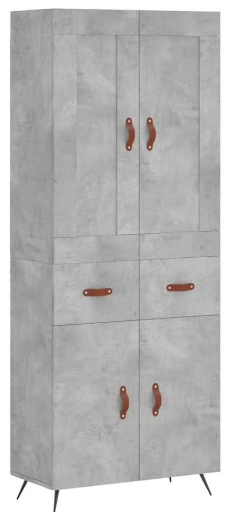 vidaXL Ντουλάπι Γκρι Σκυροδέματος 69,5x34x180 εκ. Επεξεργασμένο Ξύλο