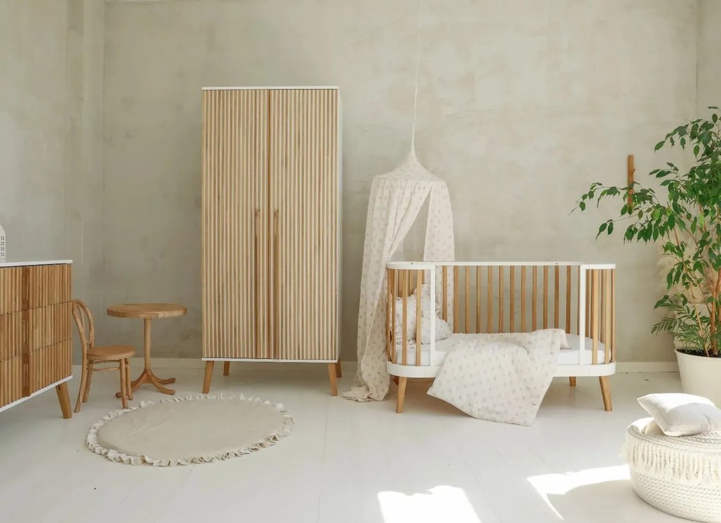 Βρεφικό Κρεβάτι  Bambi Mundo  Natural + White 70×140cm  Luletto (Δώρο 10% έκπτωση στο Στρώμα)