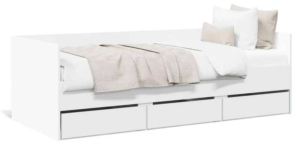Καναπές-Κρεβάτι με Συρτάρια Λευκός 100x200 εκ. Επεξ. Ξύλο - Λευκό