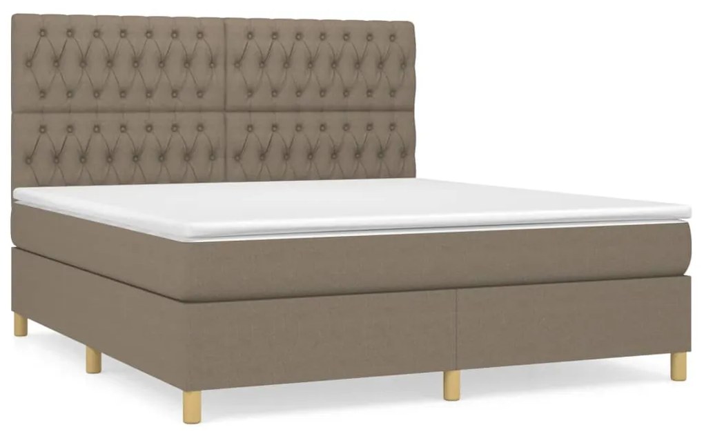 vidaXL Κρεβάτι Boxspring με Στρώμα Taupe 180x200 εκ. Υφασμάτινο