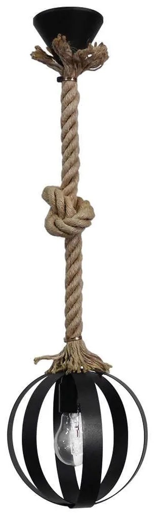 Φωτιστικό Οροφής Lama/18 1/L Rope UT-Black 31-1006 Heronia Rope, Metal