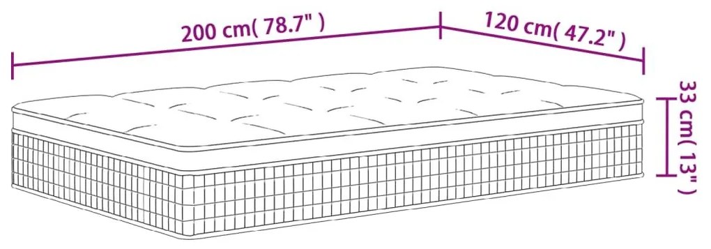 Στρώμα με Pocket Springs Μεσαία Σκληρότητα 120x200 εκ. - Λευκό