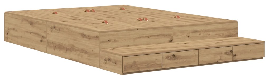 vidaXL Κρεβάτι αποθήκευσης Artisan Oak 140x190 εκ.