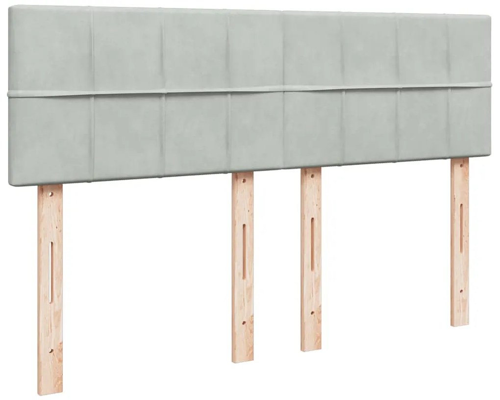 vidaXL Κρεβάτι Boxspring με Στρώμα Ανοιχτό Γκρι 140x190 εκ. Βελούδινο