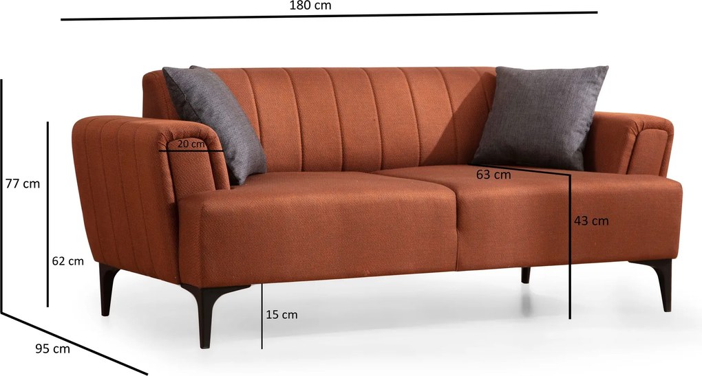 2-Seat Sofa Hamlet - Tile Red Tile Red