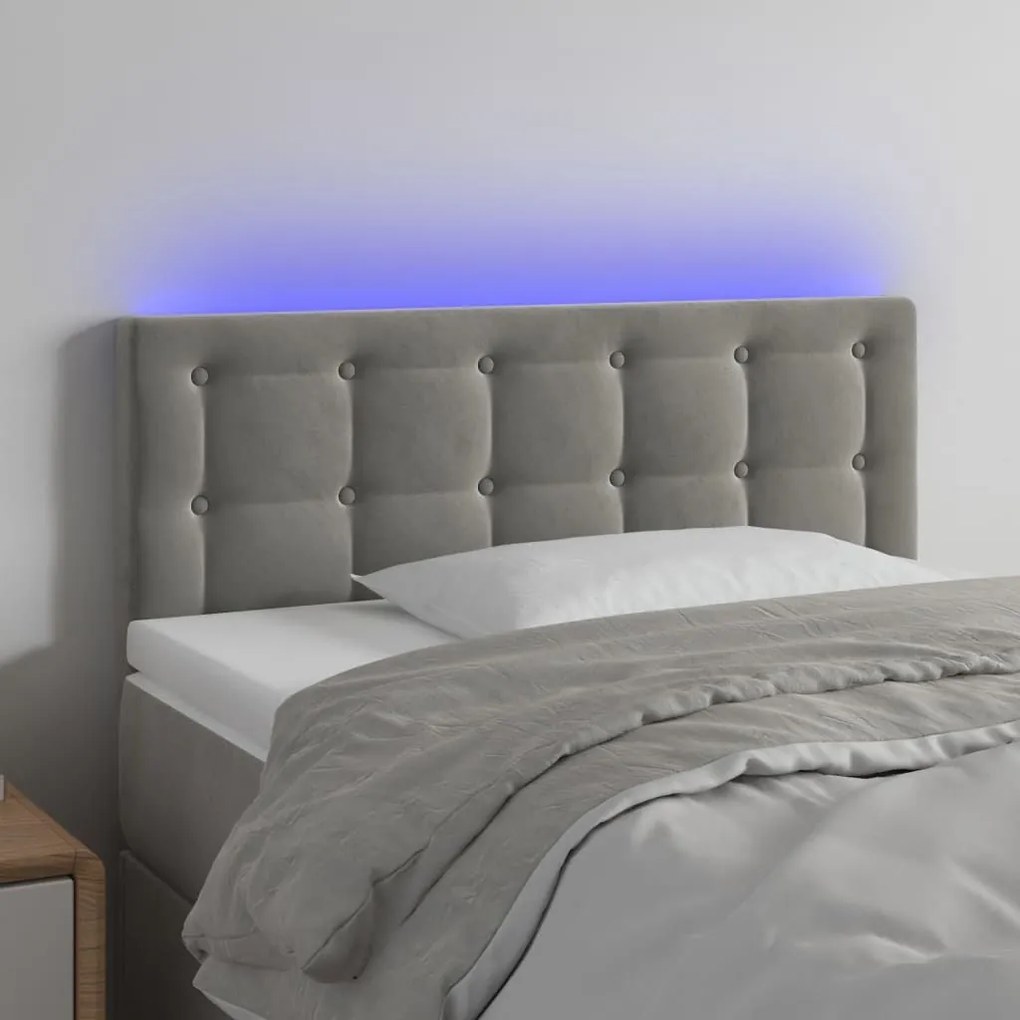 Κεφαλάρι Κρεβατιού LED Ανοιχτό Γκρι 80x5x78/88 εκ. Βελούδινο - Γκρι