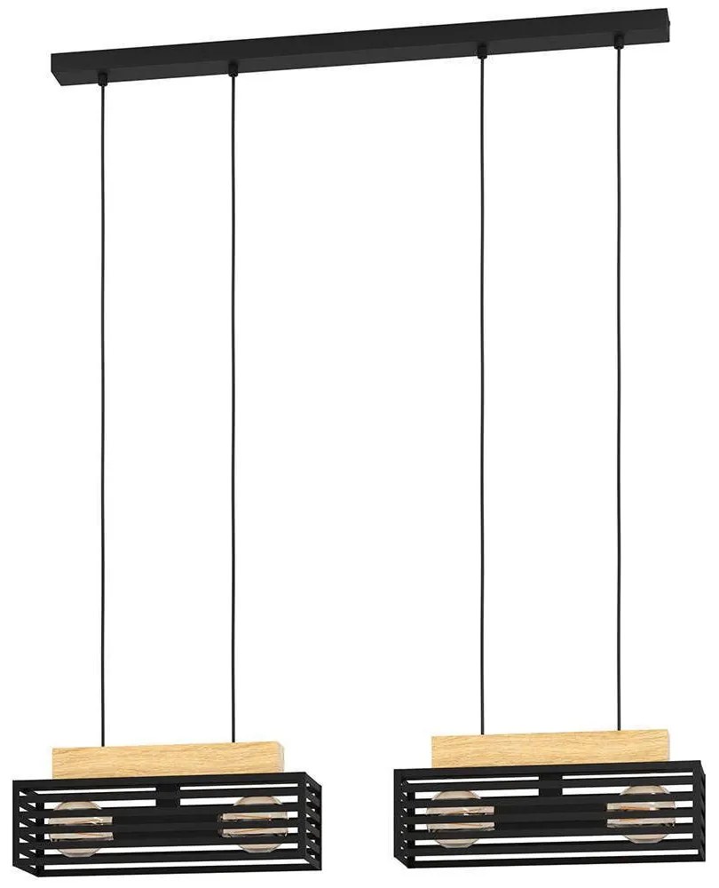 Φωτιστικό Οροφής - Ράγα Cidraz 390164 92x12x150cm 4xE27 40W Black-Brown Eglo Steel,Wood
