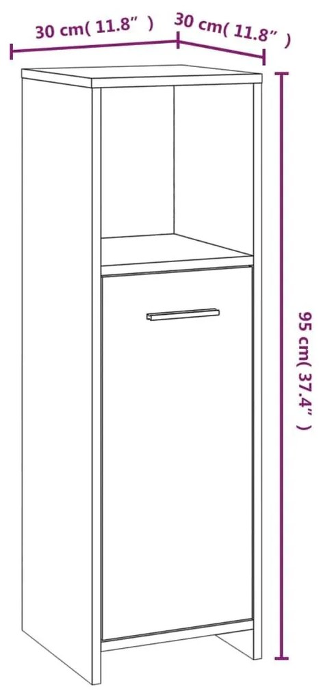 Ντουλάπι Μπάνιου Καφέ Δρυς 30x30x95 εκ. Επεξεργασμένο Ξύλο - Καφέ