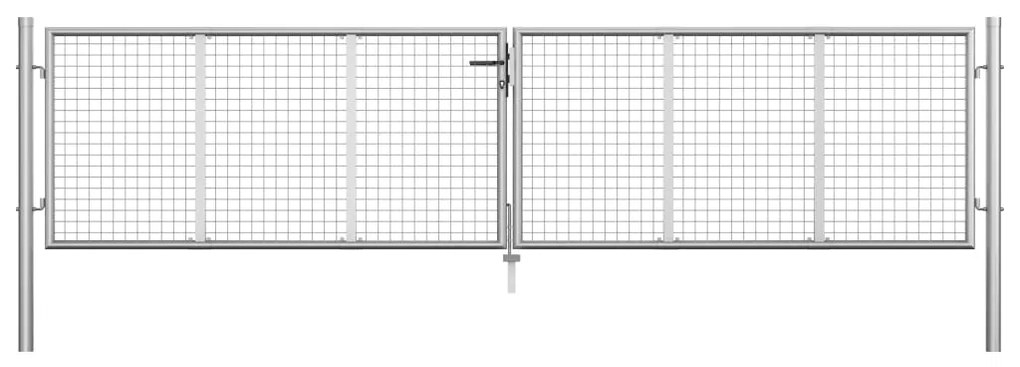 Πόρτα Κήπου Ασημί 400x75 εκ. από Γαλβανισμένο Ατσάλι