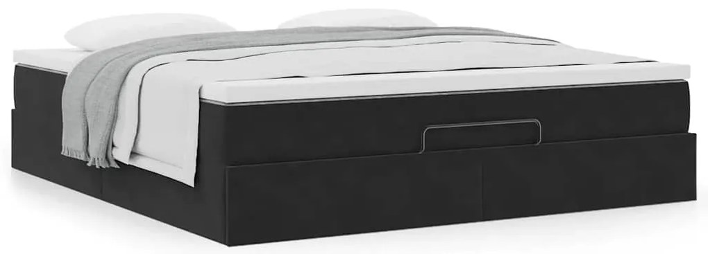 vidaXL Οθωμανικό κρεβάτι με στρώμα Μαύρο 180x200cm Velvet