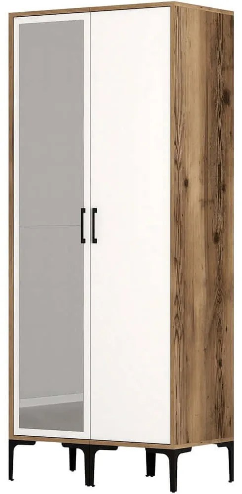 Ντουλάπα Δίφυλλη Kumsal 845HCT5430 80x47,5x201,4cm Walnut-White Δίφυλλη