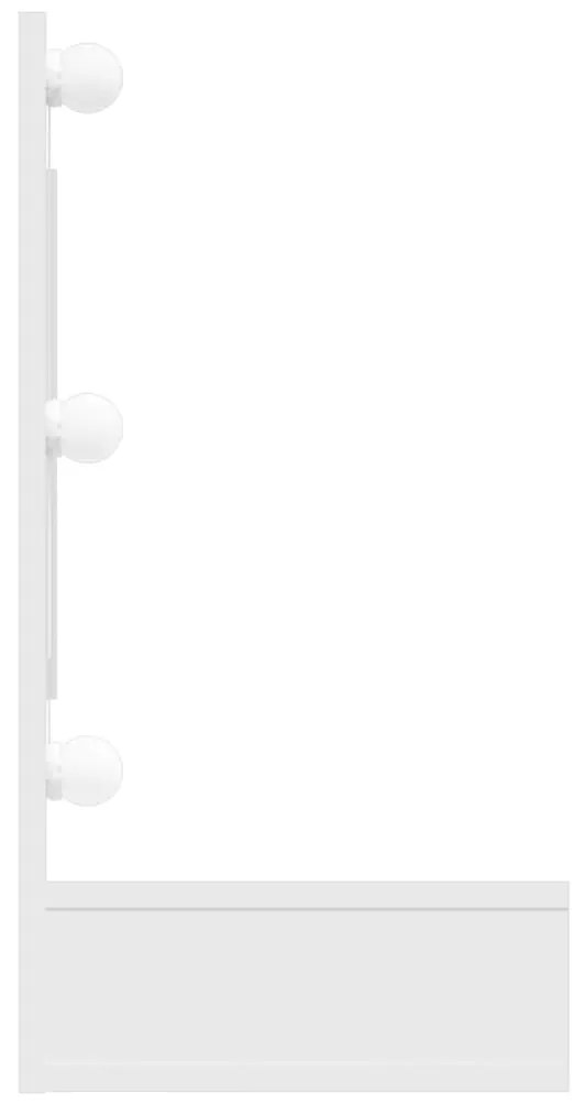 vidaXL Έπιπλο Καθρέπτη με LED Γυαλιστερό Λευκό 90 x 31,5 x 62 εκ.