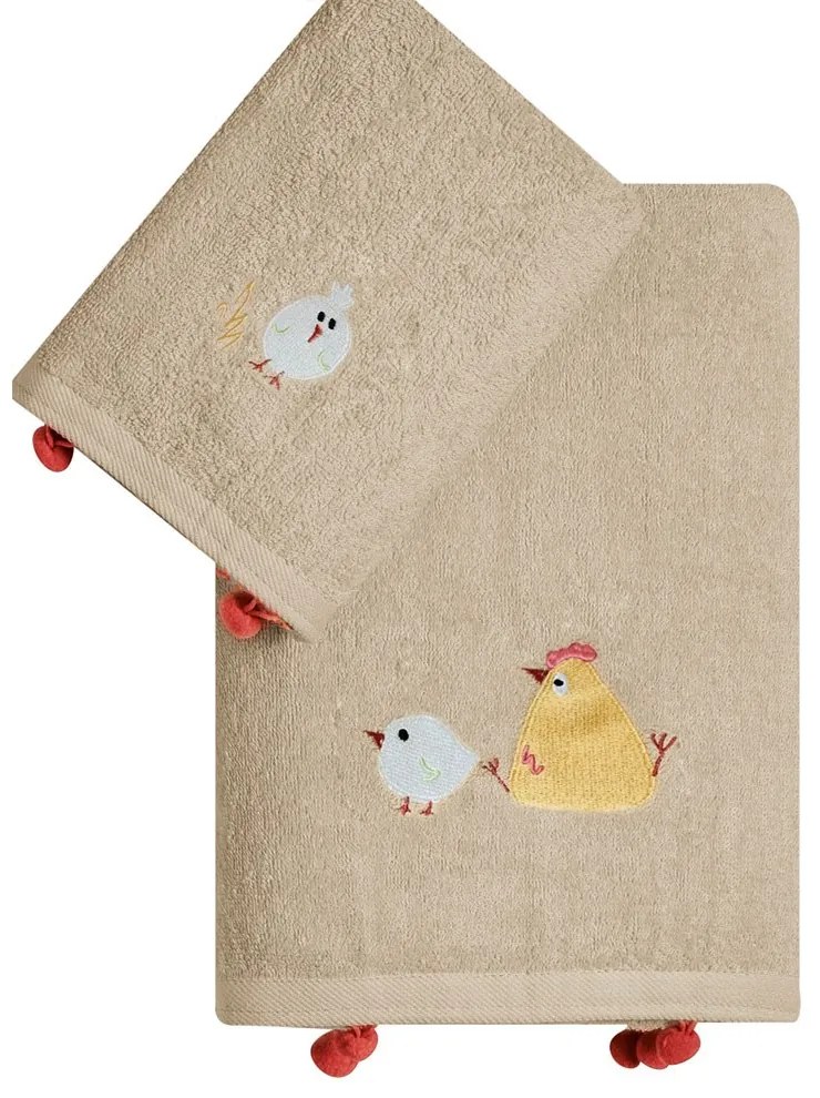 Πετσέτες Παιδικές Kota (Σετ 2τμχ) Beige Kentia Σετ Πετσέτες 70x125cm 100% Βαμβάκι