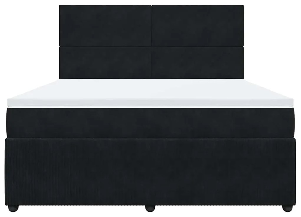 vidaXL Κρεβάτι Boxspring με Στρώμα Μαύρο 180x200 εκ. Βελούδινο