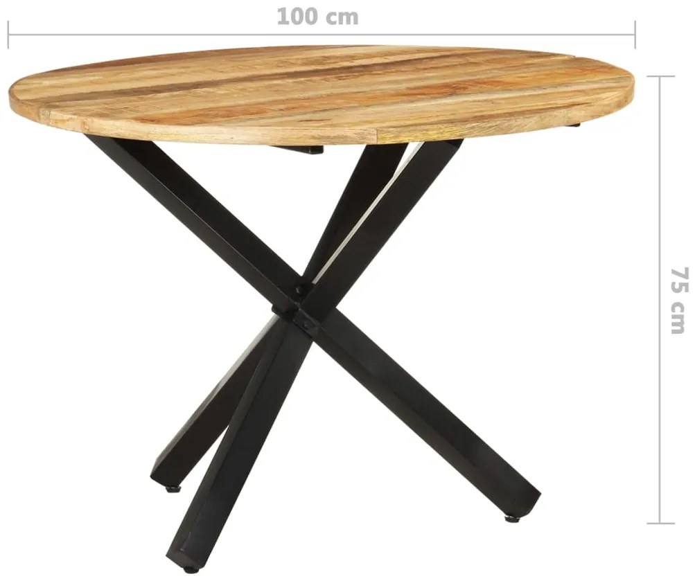 vidaXL Τραπεζαρία Στρογγυλή 100 x 100 x 75 εκ. Ακατέργαστο Ξύλο Μάνγκο