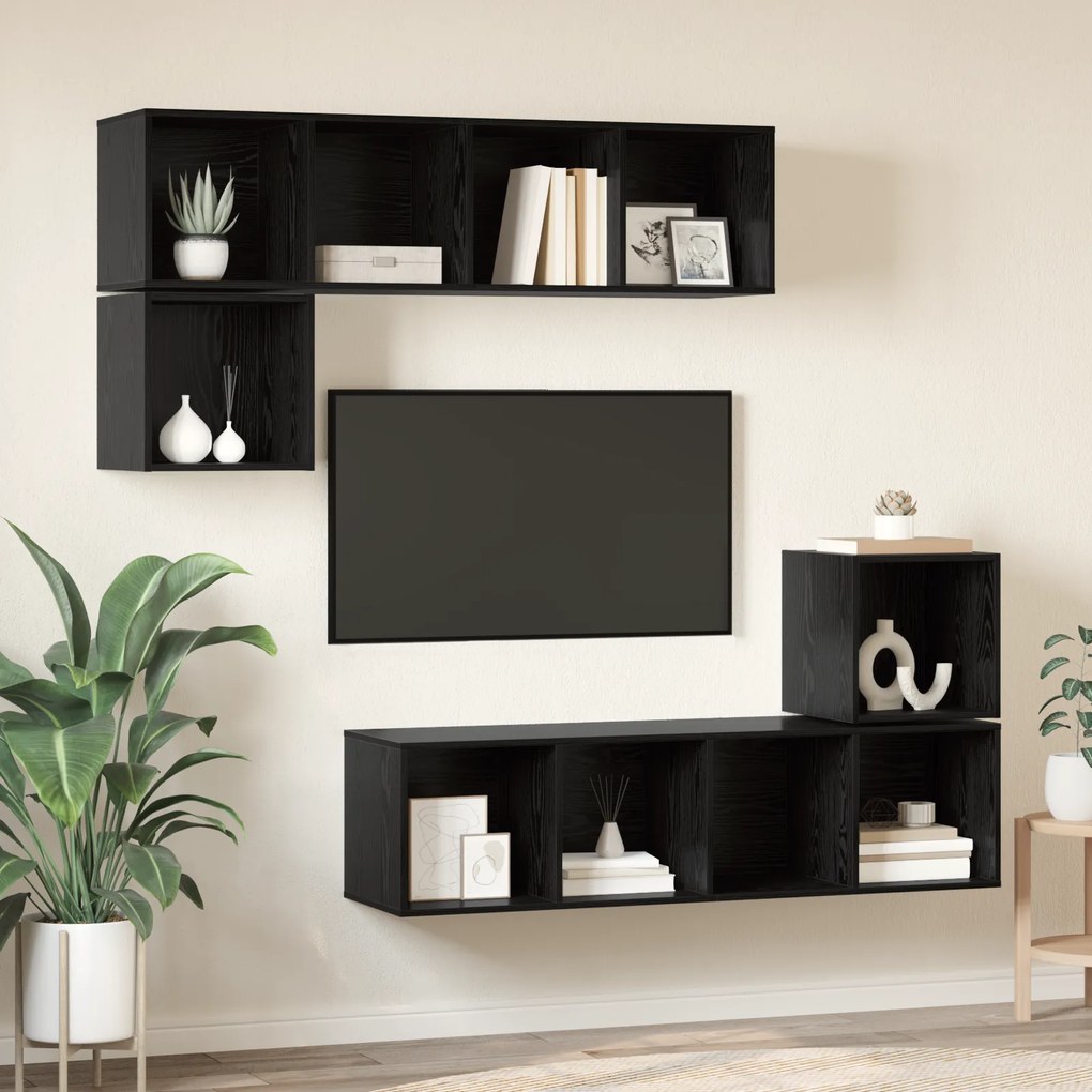 vidaXL Σετ επίπλου τηλεόρασης 4 pcs Μαύρη δρυς 37 x 37 x 142.5 εκ