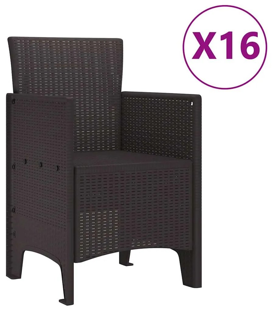 vidaXL Σέτ φαγητού για κήπο 17 pcs Καφέ Rattan Polt