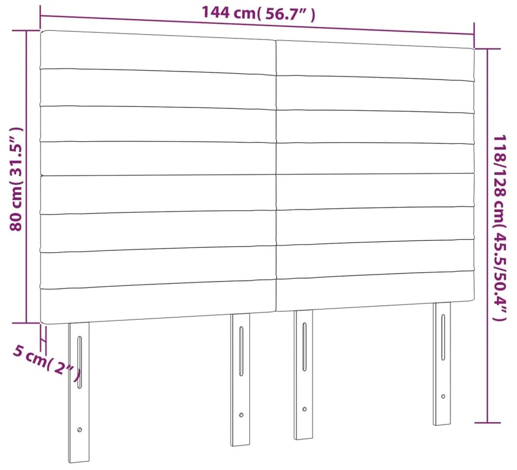 vidaXL Κεφαλάρι Κρεβατιού LED Κρεμ 144x5x118/128 εκ. Υφασμάτινο