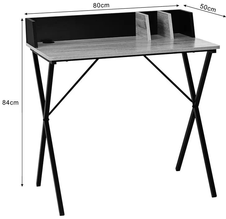 Γραφείο Zervan σε Oak με Μαύρο Μεταλλικό Πόδι 80x50x84 εκ. 80x50x84 εκ.
