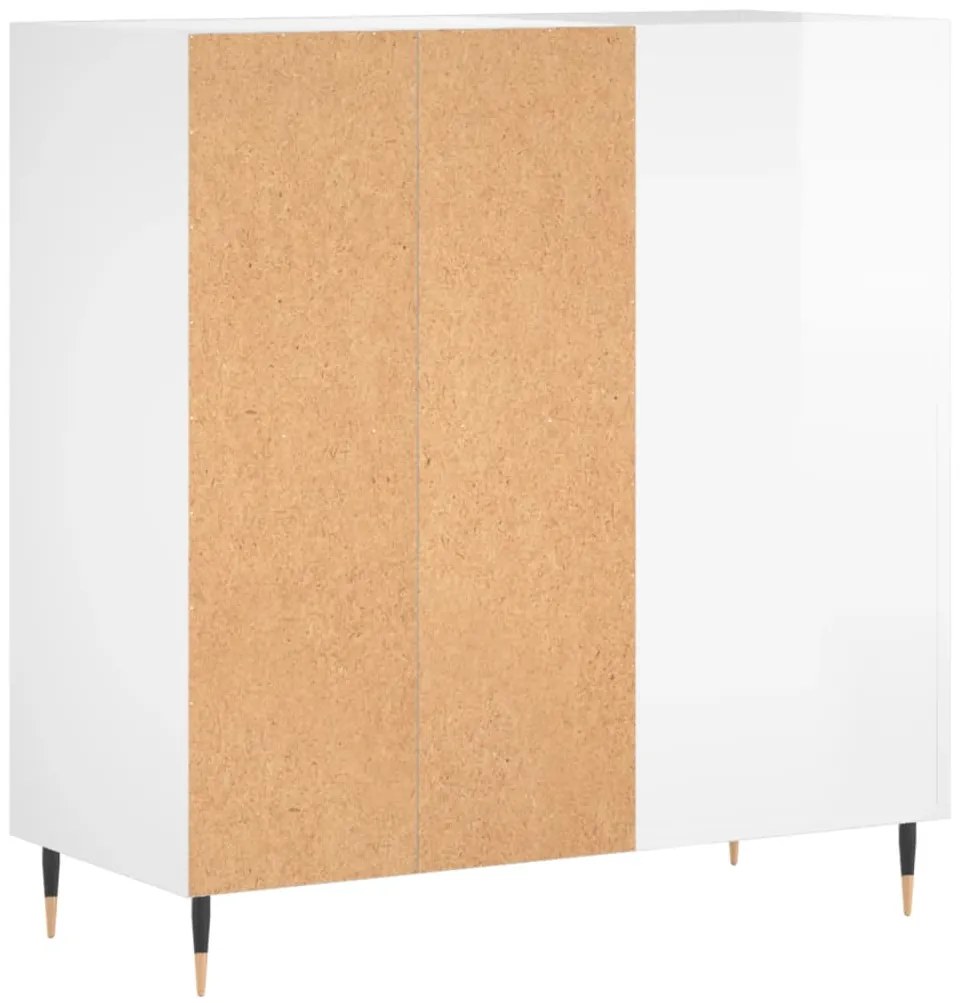 vidaXL Δισκοθήκη Γυαλιστερή Λευκή 84,5 x 38x 89 εκ. από Επεξεργ. Ξύλο