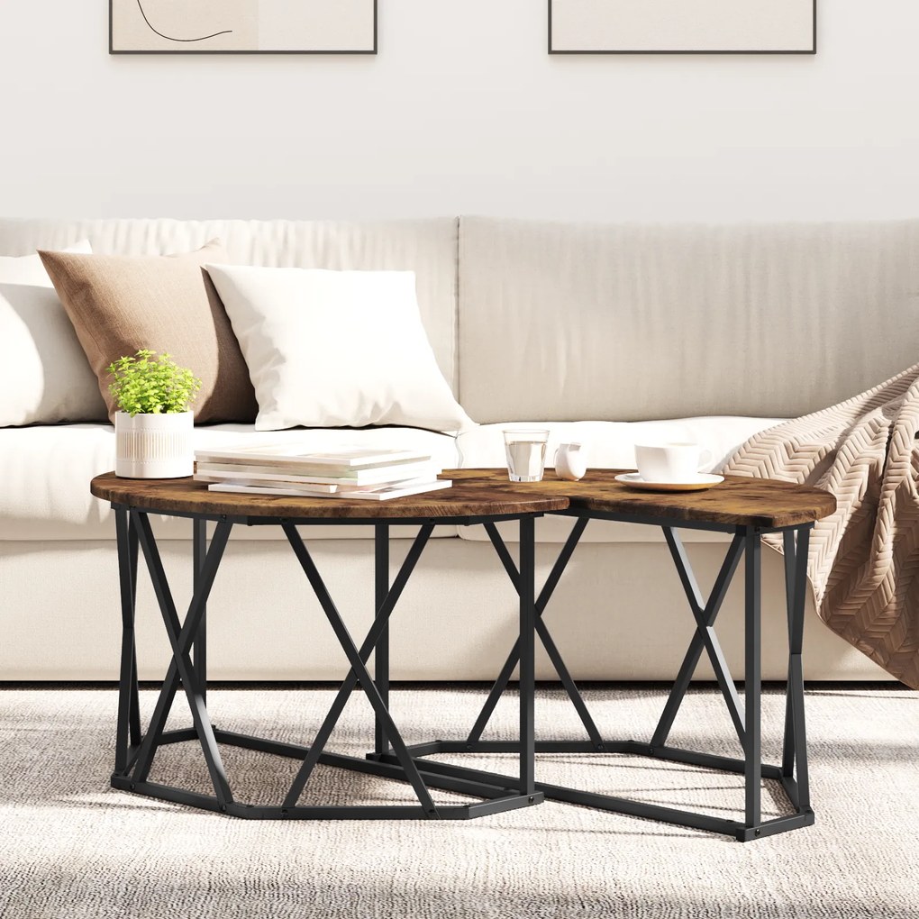 vidaXL Τραπεζάκι καφέ από Καπνιστή Δρυ, 80x80x42 εκ., Φτιαγμένο από ξύλο