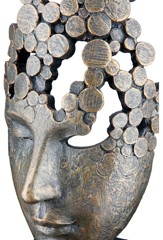 ΓΛΥΠΤΟ "FEMALE MASK" FACE MOTIF ΠΟΛΥΡΕΖΙΝΗ ΜΠΡΟΥΝΤΖΙΝΟ PU 15X10X31.5CM