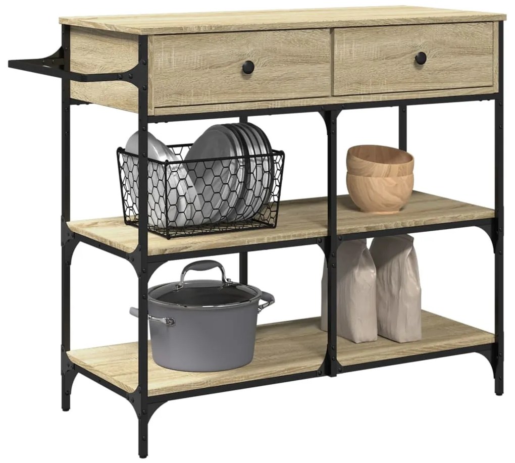 vidaXL Τρόλεϊ Κουζίνας Sonoma Δρυς 105x42x95 εκ. Επεξεργασμένο Ξύλο