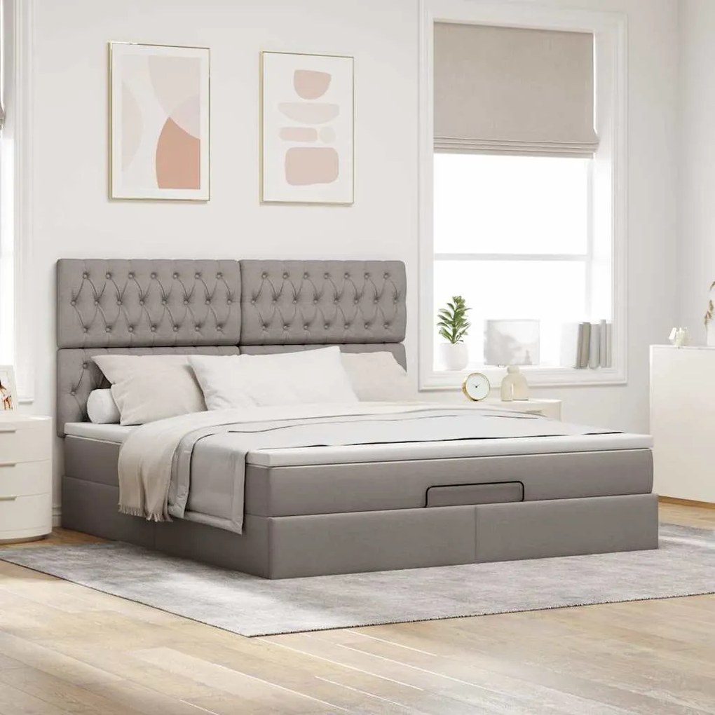 Οθωμανικό κρεβάτι με στρώμα & LEDs Taupe 180x200cm ύφασμα 3314111
