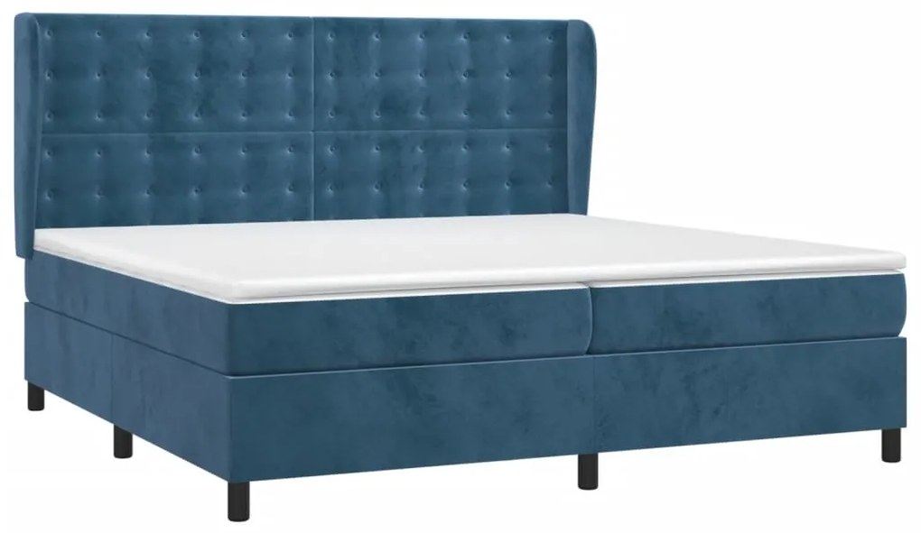 vidaXL Κρεβάτι Boxspring με Στρώμα Σκούρο Μπλε 200x200 εκ. Βελούδινο