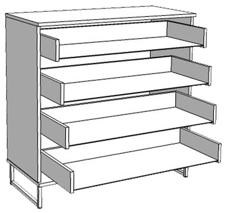 Κομότα - Συρταριέρα Sardinia 4F Artisan Oak - Μαύρο 91.5x42x93 εκ. 91.5x42x93 εκ.