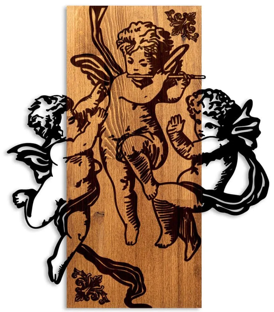 Διακοσμητικό Τοίχου Eros Team 899SKL2704 49x3x58cm Walnut-Black Wallity Metal,Wood