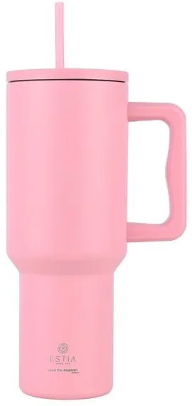 Estia Θερμός Ποτήρι Straw Tumbler XL 1200ml Save The Aegean Blossom Rose 01-32210