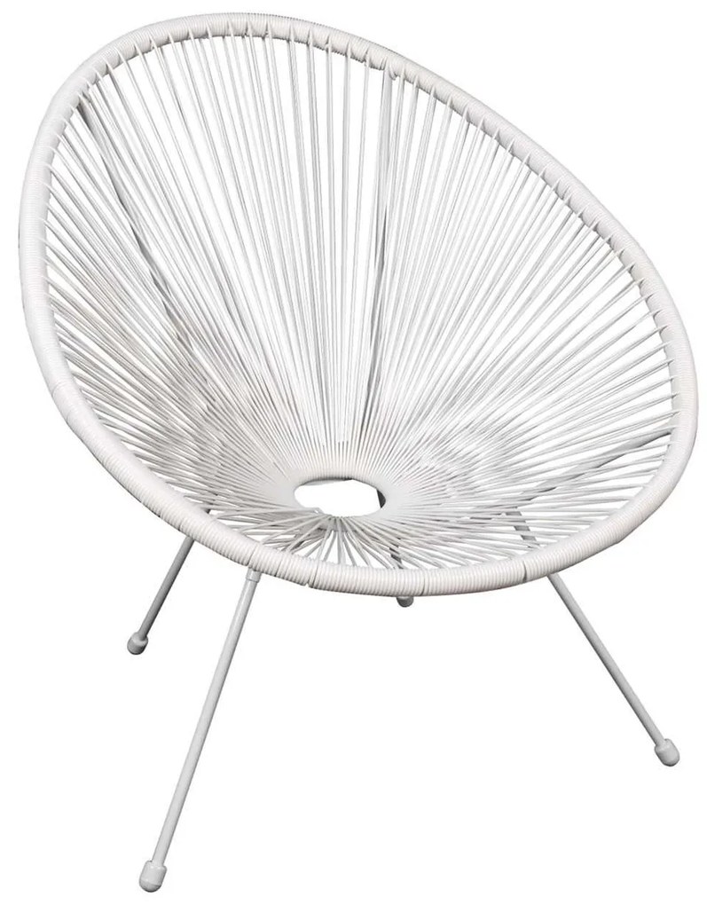 Ποληθρόνα Μεταλλική Άσπρη, ACAPULCO Plastic Rattan Άσπρο 73x76x89cm