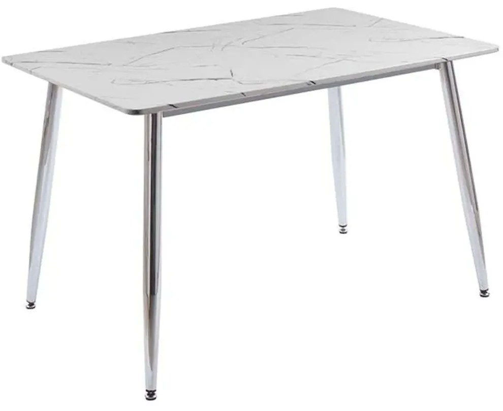 Τραπέζι Datum ΕΜ839,C 120x80x75cm Marble Effect White-Chrome Mdf, Metal