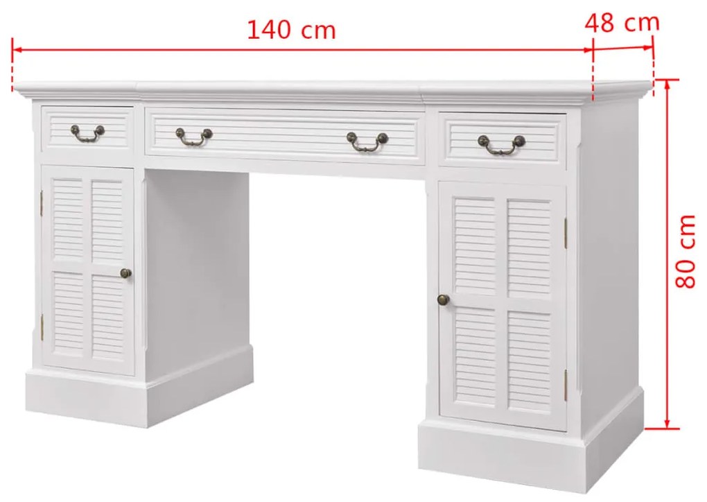 vidaXL Γραφείο Δύο Όψεων Λευκό 140 x 48 x 80 εκ.