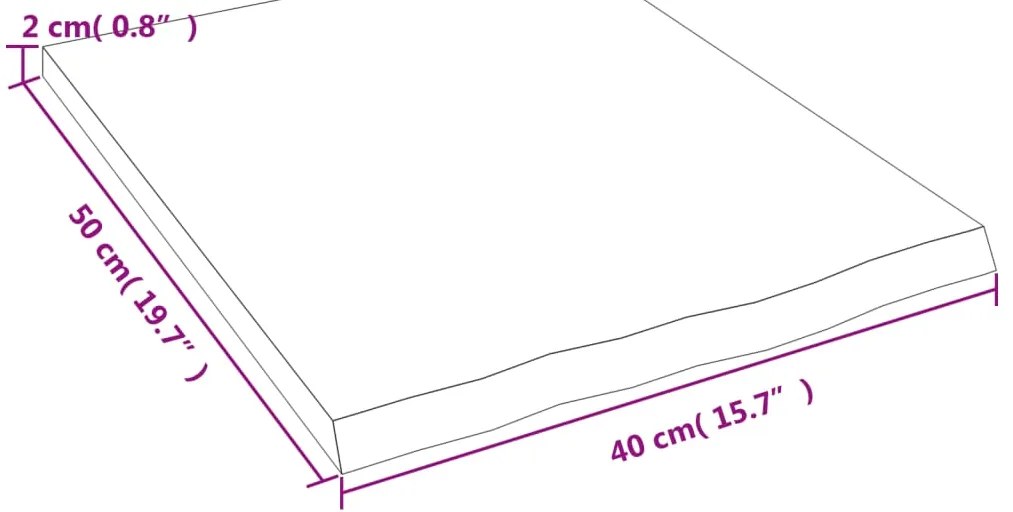 vidaXL Ράφι Τοίχου Ανοιχτό Καφέ 40x50x2 εκ. Επεξεργ. Μασίφ Ξύλο Δρυός