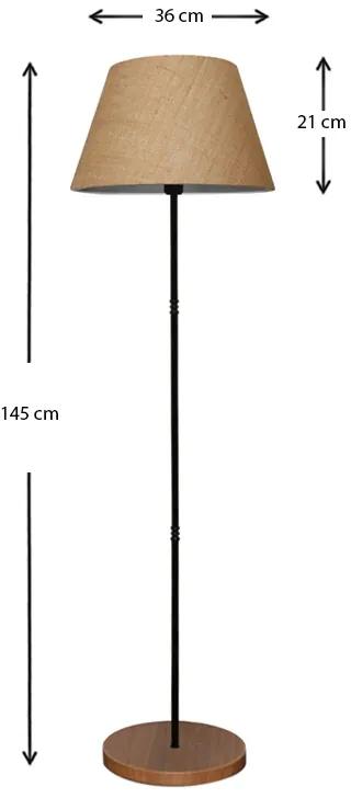 Φωτιστικό δαπέδου Percy Megapap E27 μεταλλικό - υφασμάτινο χρώμα μαύρο - καφέ Φ36x145εκ. - Ύφασμα - GP029-0100,1