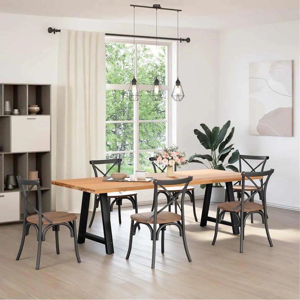 vidaXL Πόδια Τραπεζαρίας σε Σχήμα Α, 2 τεμ. Μαύρο, Ατσάλι 80x(72-73) εκ.