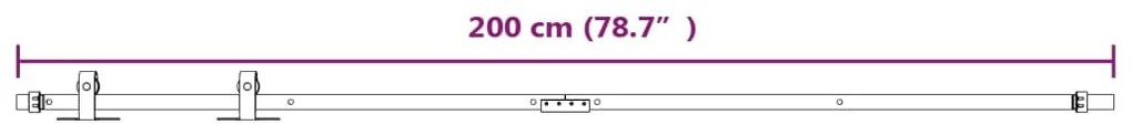 vidaXL Μηχανισμός Συρόμενης Πόρτας Μίνι Λευκή 200 εκ. Ανθρακοχάλυβας