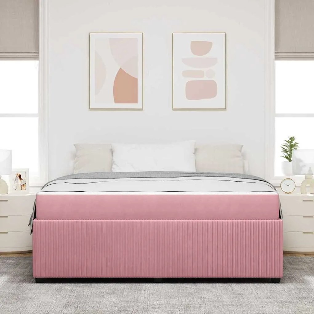 vidaXL Σκελετός κρεβατιού με στρώμα Άλλο Ροζ 180 x 200 cm Βελούδο