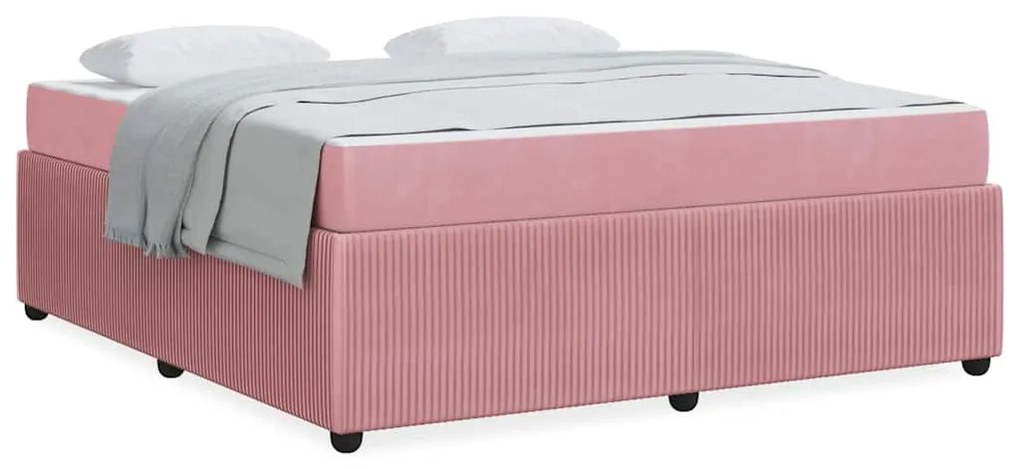 vidaXL Σκελετός κρεβατιού με στρώμα Άλλο Ροζ 180 x 200 cm Βελούδο