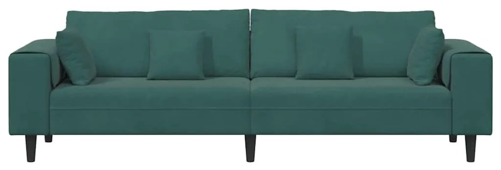 vidaXL Καναπές με μαξιλάρι Σκούρο Πράσινο 250 x 77 x 76 εκ. Βελούδο