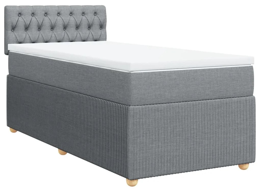 vidaXL Κρεβάτι Boxspring με Στρώμα Ανοιχτό Γκρι 80x200 εκ. Υφασμάτινο