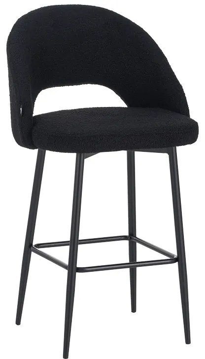 Σκαμπο μπαρ Masebo pakoworld μπουκλέ ύφασμα σε μαύρη απόχρωση με μαύρα μεταλλικά πόδια 48x52x97εκ