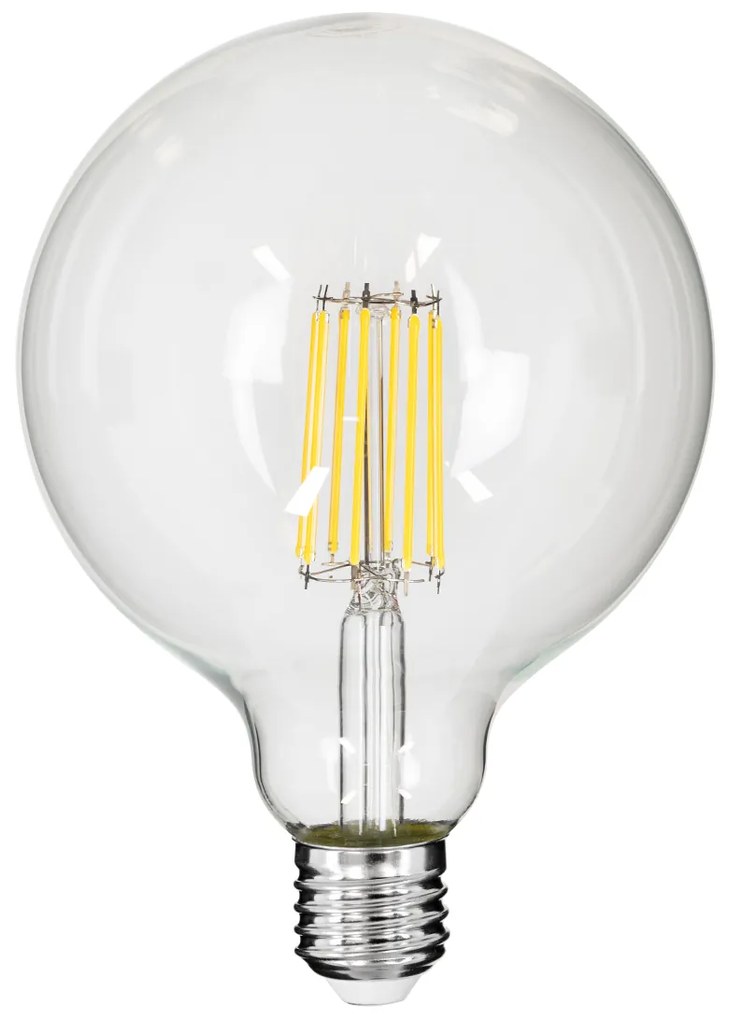 GloboStar® 99055 Λάμπα LED Long Filament E27 G125 Γλόμπος 12W 1320lm 360° AC 220-240V IP20 Φ12.5 x Υ18cm Φυσικό Λευκό 4000K με Διάφανο Γυαλί - Dimmable - 3 Years Warranty