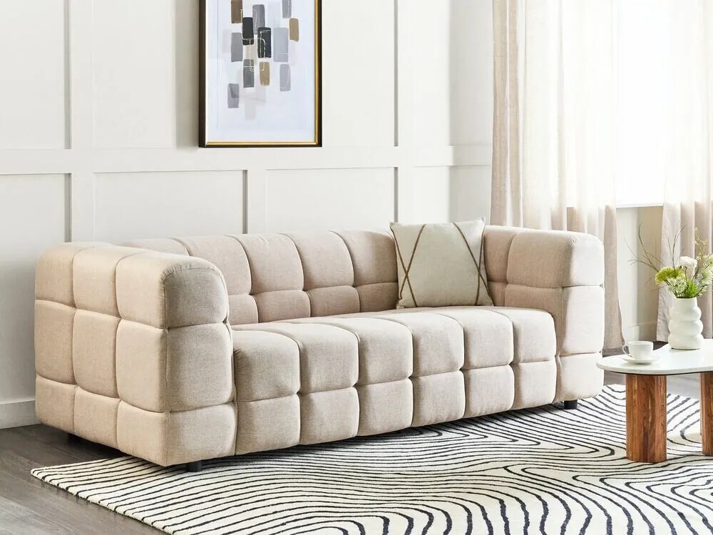 Καναπές Berwyn 2051, Beige, 227x103x77cm, Πόδια: Πλαστική ύλη,Πεύκο