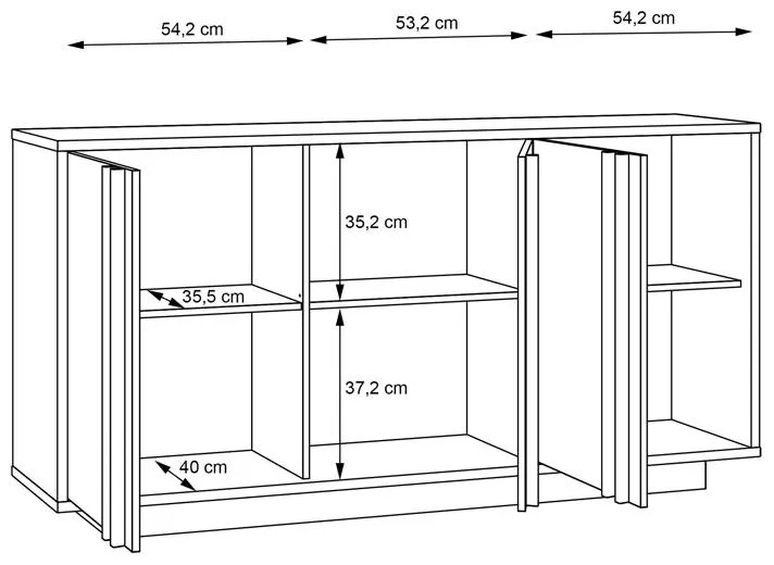 Μπουφές Chesto μελαμίνη σε λευκή και oak απόχρωση 169.2x42x87εκ 169.2x42x86.9 εκ.